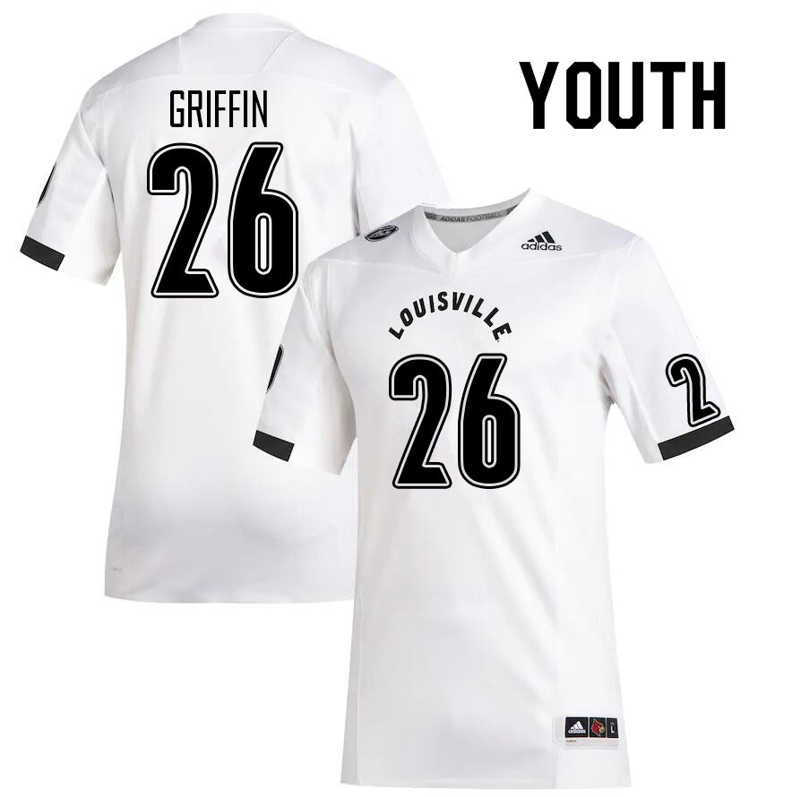 Youth #26 M.J. Griffin Louisville Cardinals College Football Jerseys Sale-White